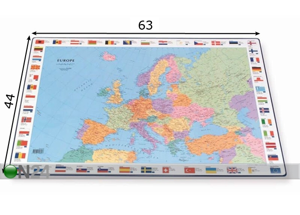 Настольный мат с картой Европы 44x63 cm размеры