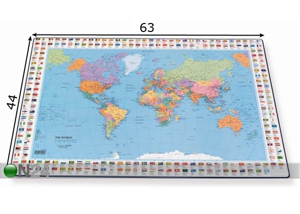 Настольный мат с картой мира 44x63 cm размеры