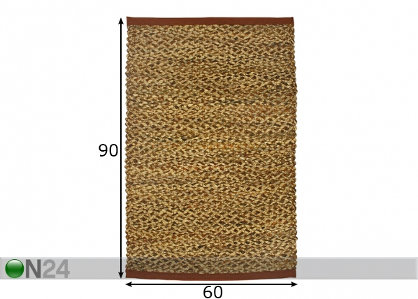 Натуральный ковёр из водного гиацинта 60x90 cm размеры