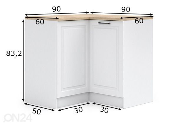 Нижний кухонный шкаф 90x90 cm размеры