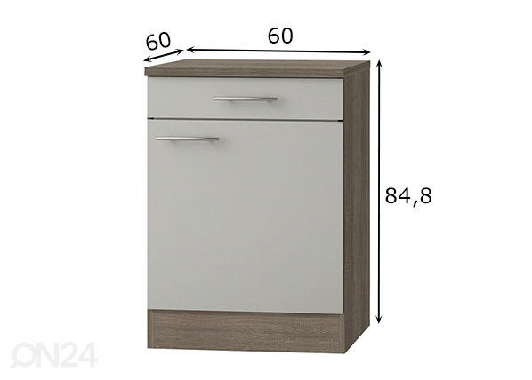Нижний кухонный шкаф Arta 60 cm размеры