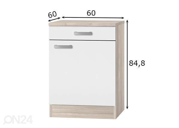 Нижний кухонный шкаф Genf 60 cm размеры