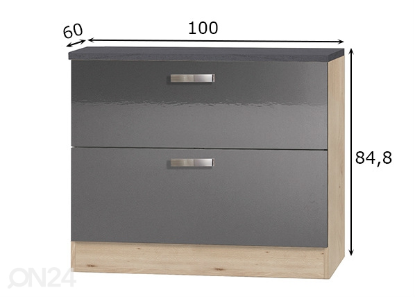 Нижний кухонный шкаф Udine 100 cm размеры