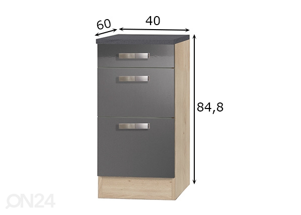 Нижний кухонный шкаф Udine 40 cm размеры