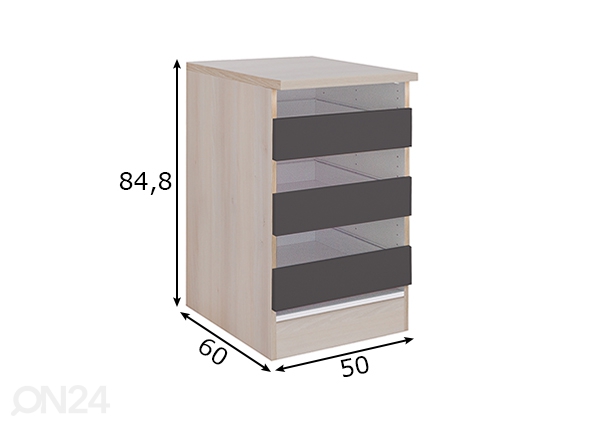 Нижний шкаф для прачечной комнаты Porto 50 cm размеры