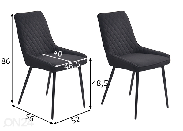 Обеденные стулья 2 шт, чёрный размеры