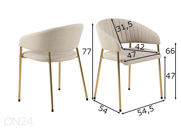 Обеденные стулья Ara, 2 шт размеры