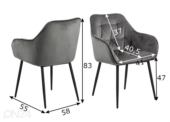 Обеденные стулья Brandy, 2 шт размеры