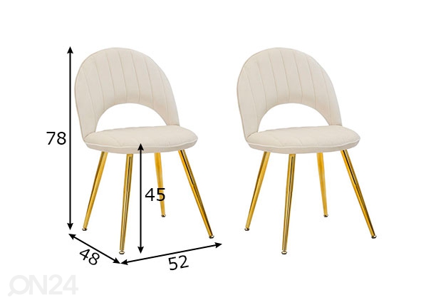 Обеденные стулья Glam (2 шт), кремовый/золотистый размеры