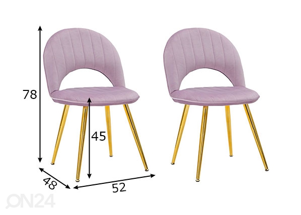 Обеденные стулья Glam (2 шт), розовый/золотистый размеры