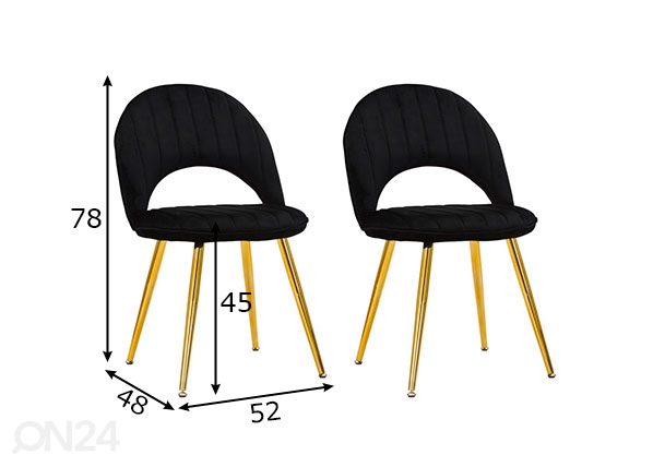Обеденные стулья Glam (2 шт), чёрный/золотистый размеры