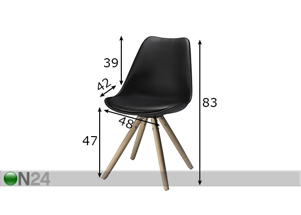 Обеденные стулья Mille, чёрный 2 tk размеры
