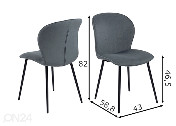 Обеденные стулья Nel, 2 шт размеры