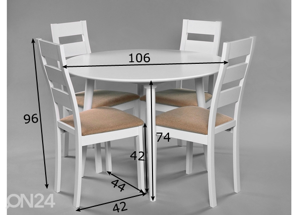 Обеденный комплект Andria + 4 стула Parma размеры