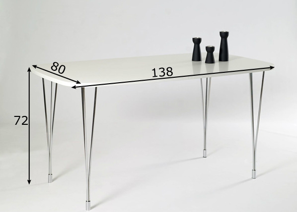 Обеденный стол 138x80 cm, белый размеры