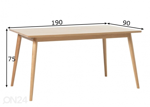 Обеденный стол 190x90 cm размеры