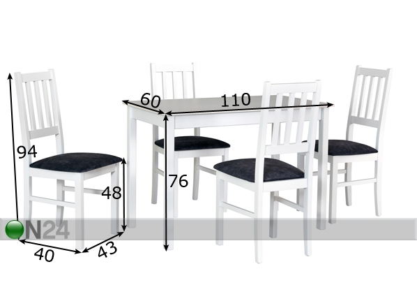Обеденный стол + 4 стула размеры