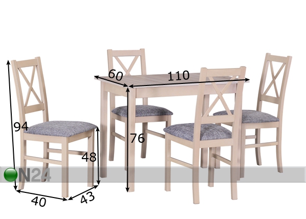 Обеденный стол + 4 стула размеры