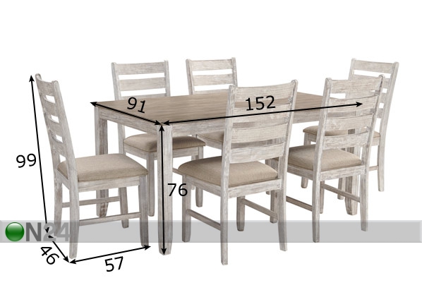 Обеденный стол + 6 стульев размеры