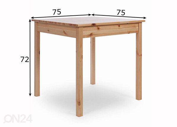 Обеденный стол 75x75 cm размеры