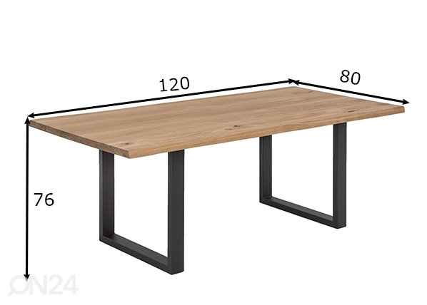 Обеденный стол 80x120 cm, натуральный размеры