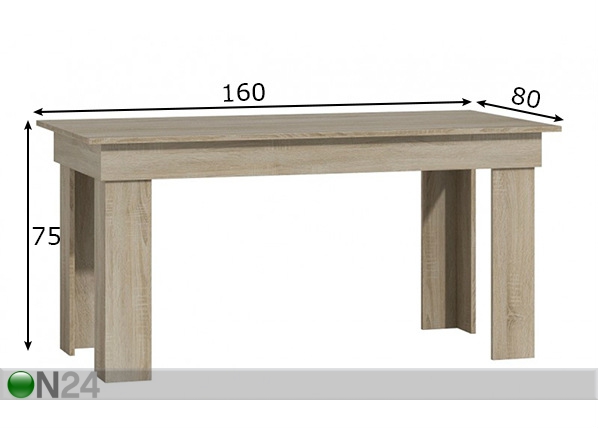Обеденный стол 80x160 cm размеры