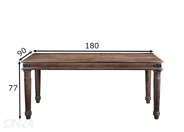 Обеденный стол 90x180 cm, орехово-коричневый размеры