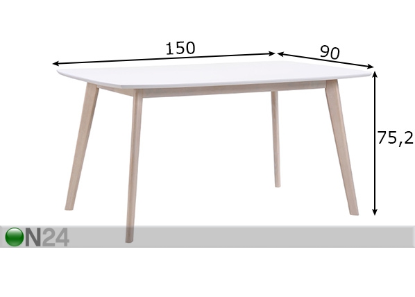 Обеденный стол Adelaide 150x90 cm размеры
