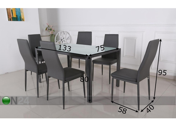 Обеденный стол Arras + 6 стульев размеры