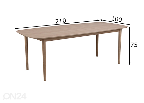 Обеденный стол Asta 210x100 cm размеры