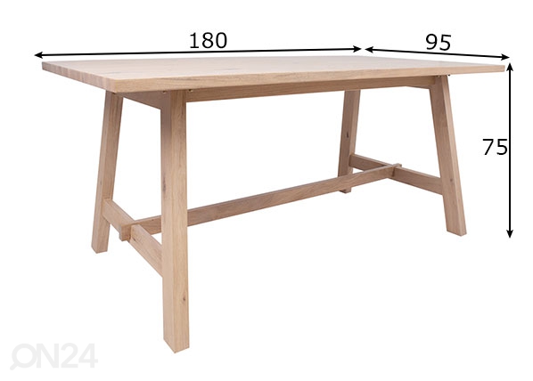 Обеденный стол Bergen 95x180 см размеры