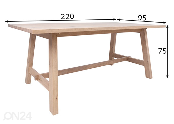 Обеденный стол Bergen 95x220 см размеры