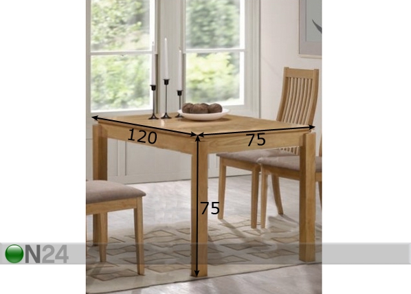 Обеденный стол Caira 120x75 cm размеры