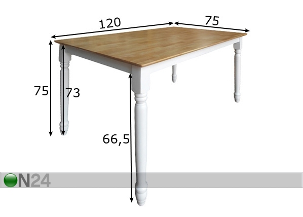 Обеденный стол Canberra 120x75 cm размеры