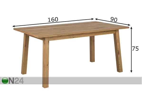 Обеденный стол Chara 160x90 cm размеры