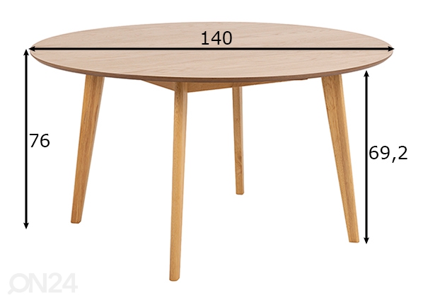 Обеденный стол Concord Ø140 cm размеры