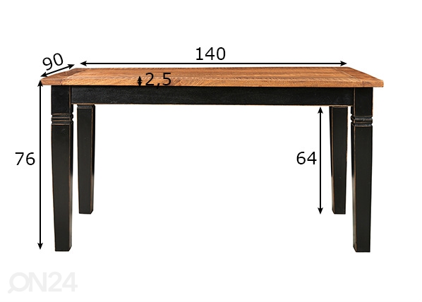 Обеденный стол Corsica 90x140 cm размеры