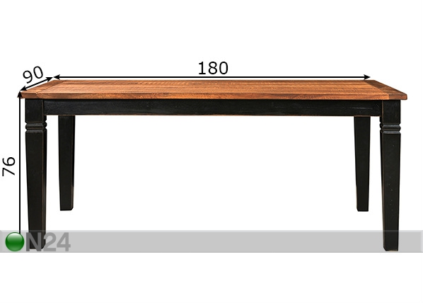 Обеденный стол Corsica 90x180 cm размеры