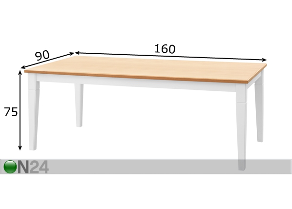 Обеденный стол Cristina 160x90 cm размеры