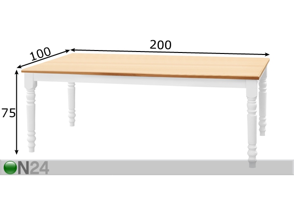 Обеденный стол Cristina 200x100 cm размеры