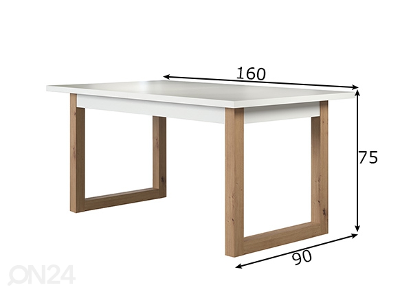 Обеденный стол Dakota 160x90 cm размеры