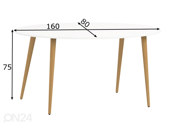 Обеденный стол Delta 160x80 cm размеры