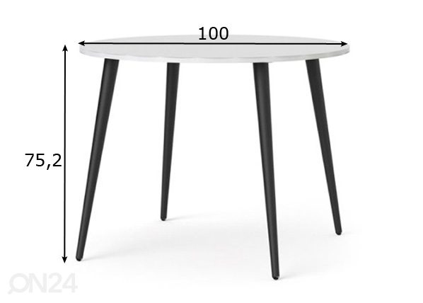 Обеденный стол Delta Ø 100 cm размеры