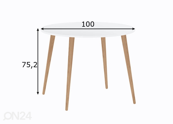 Обеденный стол Delta Ø 100 cm размеры