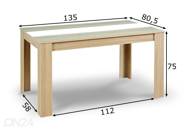 Обеденный стол Domus 80,5x135 cm размеры