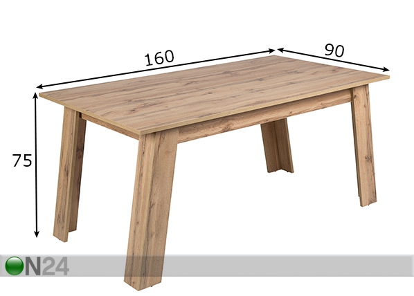Обеденный стол Doris 90x160 cm размеры