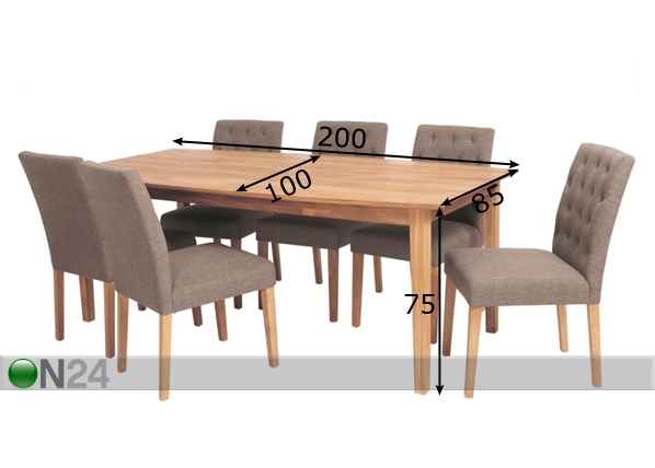 Обеденный стол Eka 100x200 cm размеры
