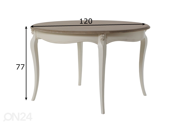 Обеденный стол Elizabeth Ø 120 см размеры