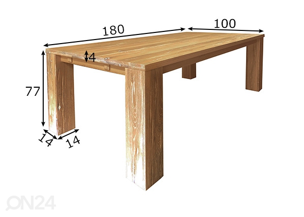 Обеденный стол Fausto 180x100 cm размеры