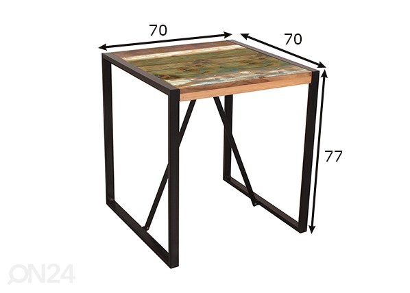 Обеденный стол Fiume 70x70 cm размеры